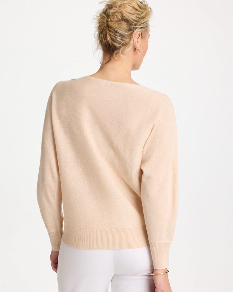 Chicos Embroidered 3/4 Sleeve Sweater - NEUTRAL