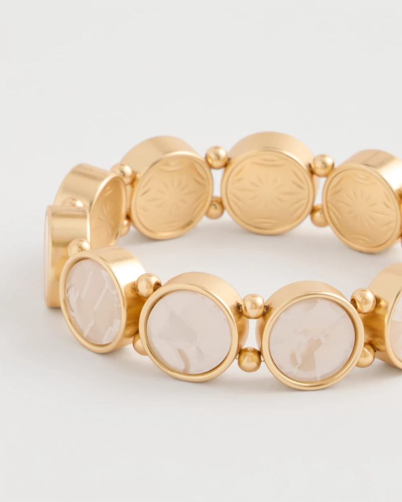 Chicos Pearlescent Goldtone Stretch Bracelet - GOLD