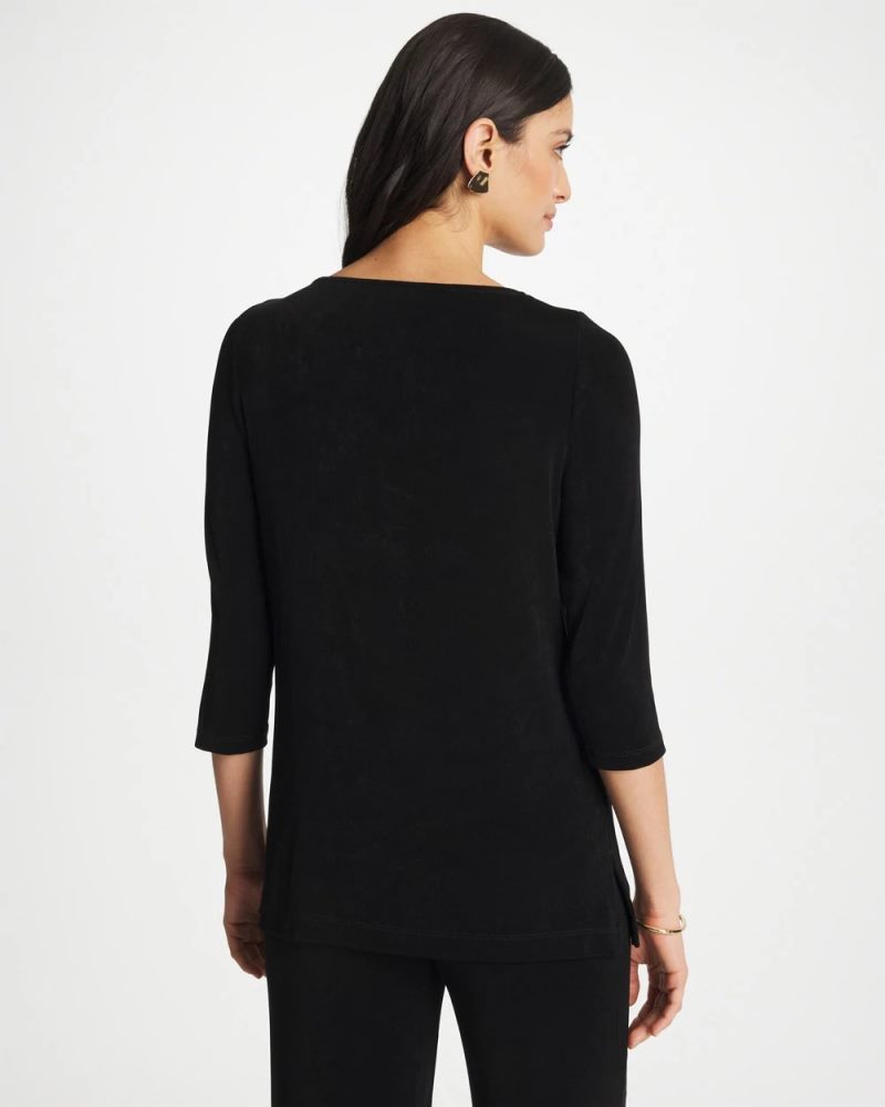 Chicos Travelers™ Hardware 3/4 Sleeve Tunic - TRAVELERS BLACK