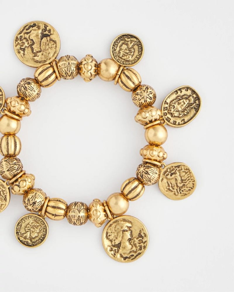 Chicos Coin Charm Stretch Bracelet - GOLD