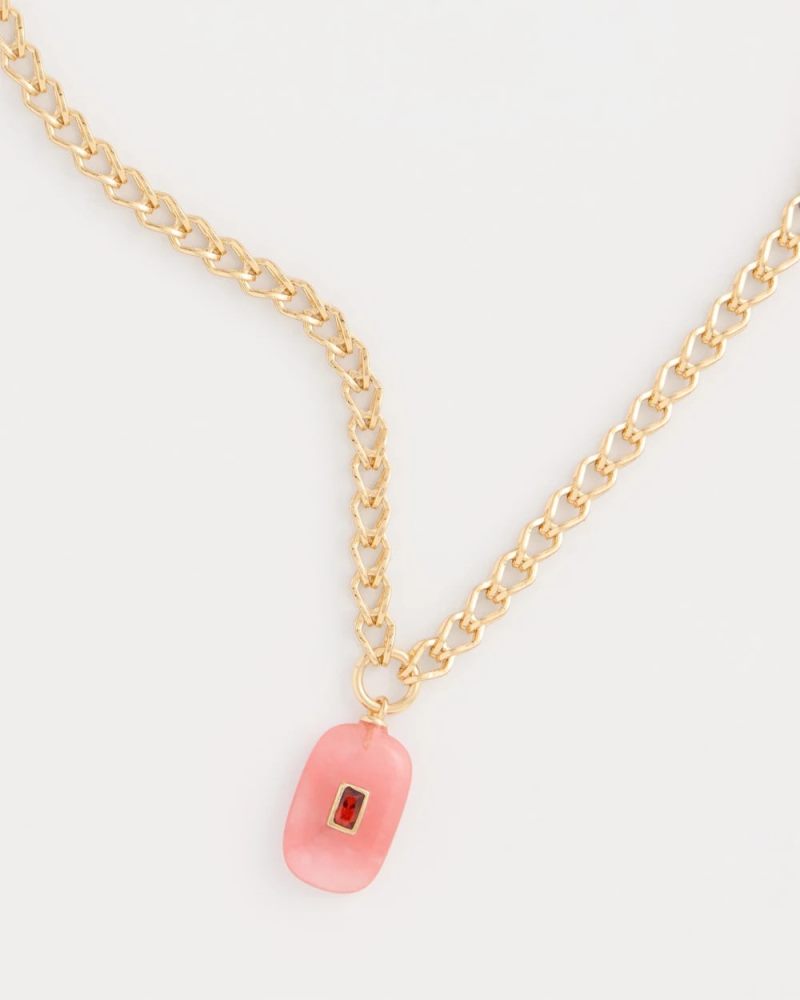 Chicos Coral Agate Short Pendant Necklace - CORAL