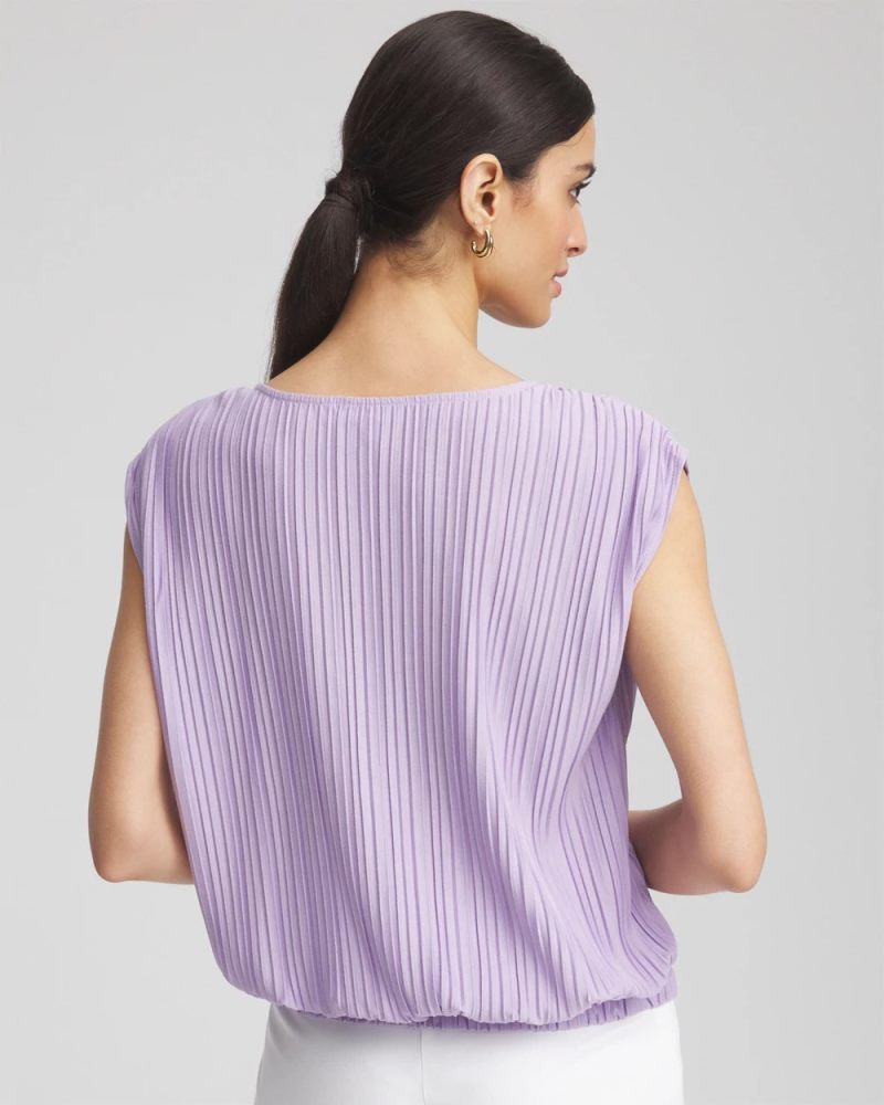 Chicos Pleated Bubble-Hem Tee - GENTLE LAVENDER