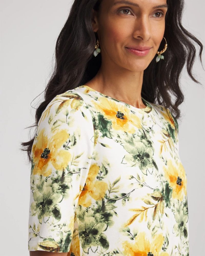 Chicos Touch of Cool™ Elbow-Sleeve Perfect Tee - ECRU