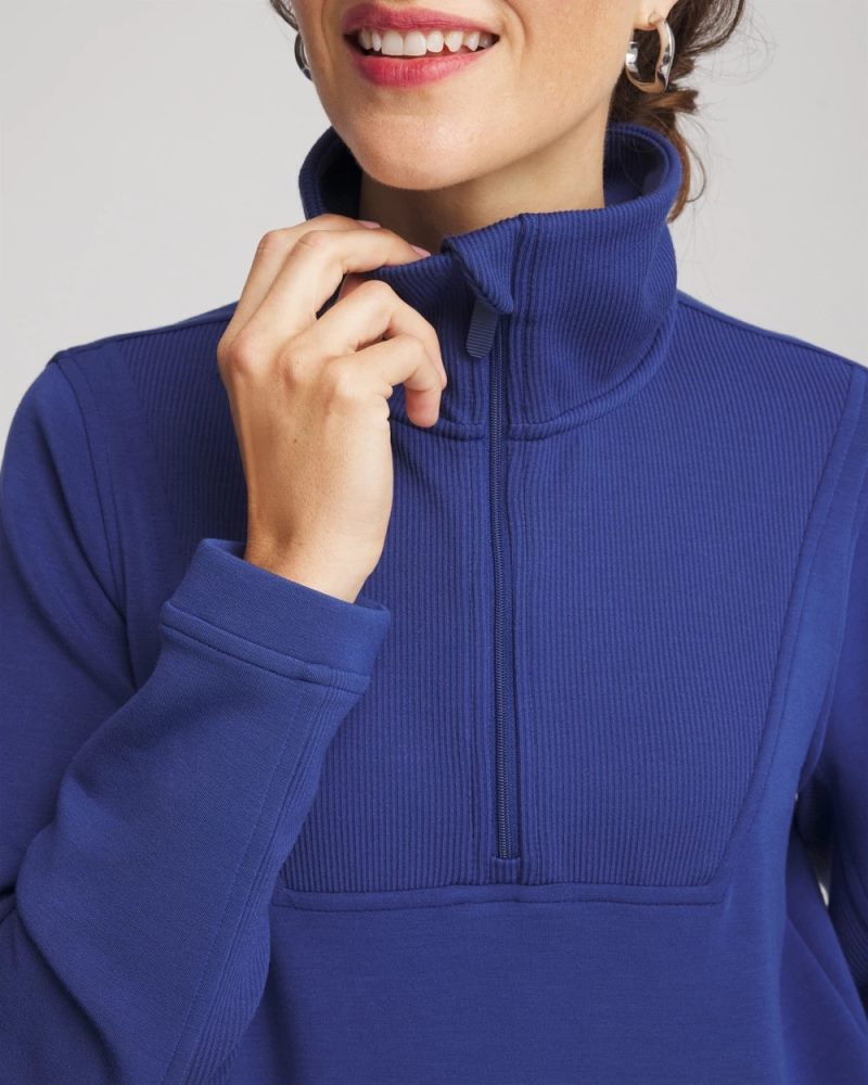 Chicos Zenergy® Ribbed Sweatshirt - DARK HARBOR