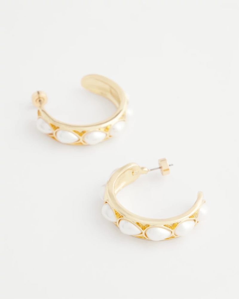 Chicos No Droop® Faux Pearl Hoop Earrings - PEARL