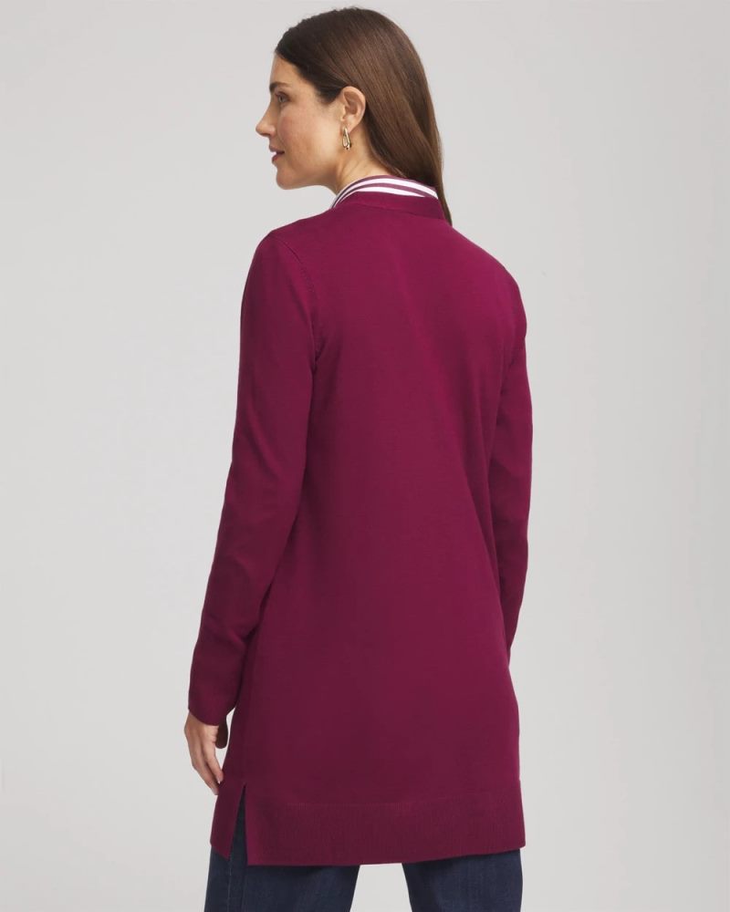 Chicos Ella Pocketed Cardigan Sweater - DEEP CHIANTI