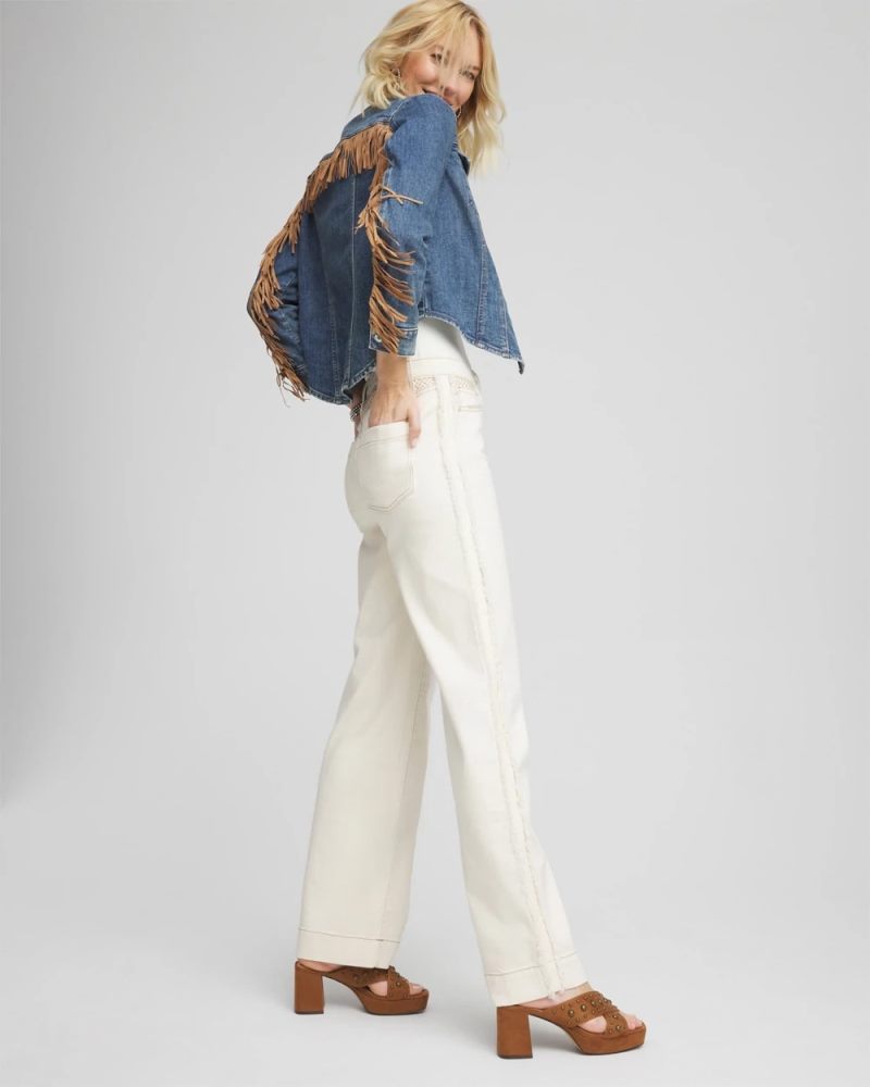 Chicos Cropped-Fit Fringe Denim Jacket - TOLEDO INDIGO