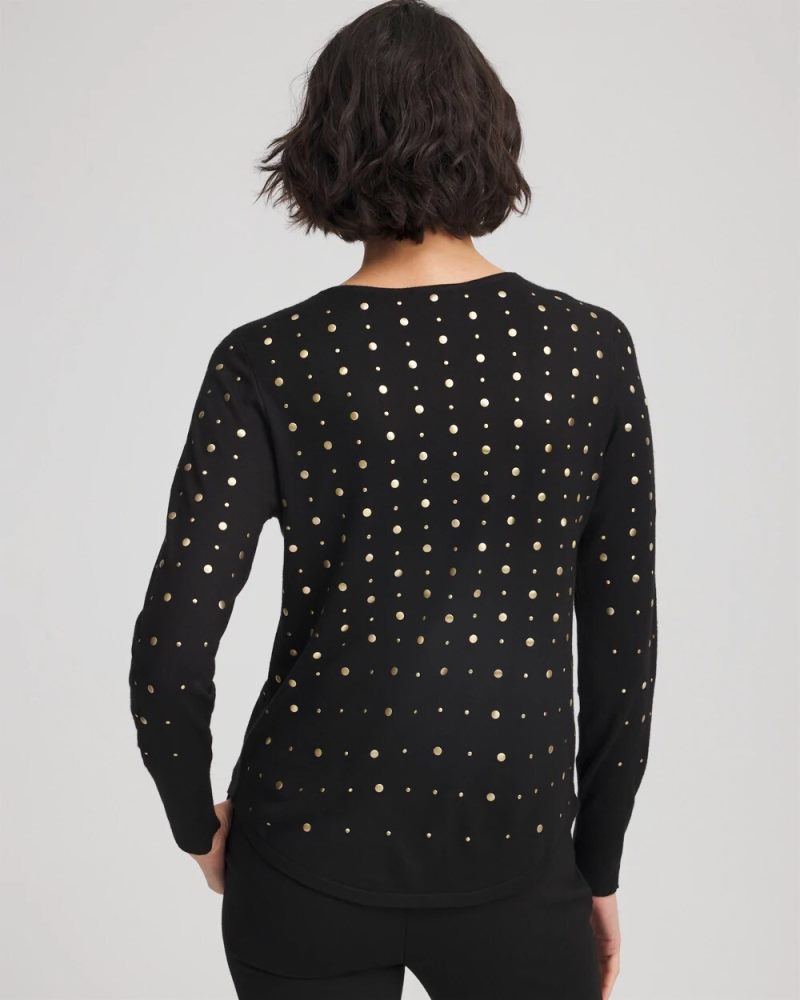 Chicos Ella Embellished Pullover Sweater - BLACK