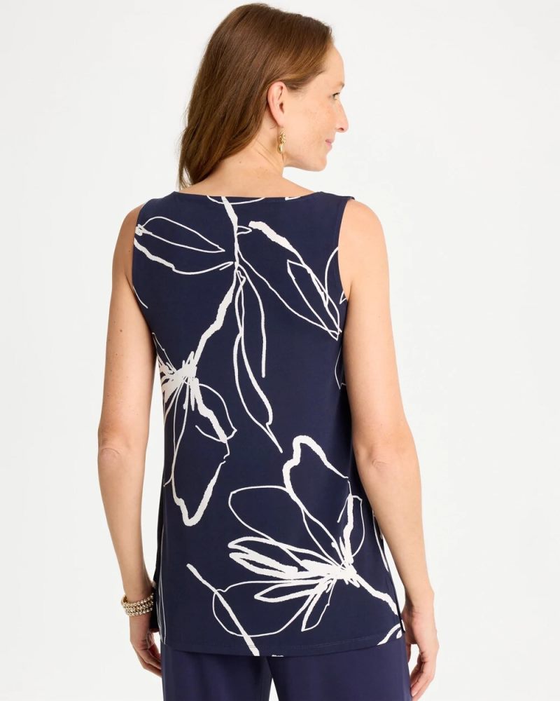 Chicos Travelers™ Knit Botanical Jeweled Tunic - PASSPORT BLUE