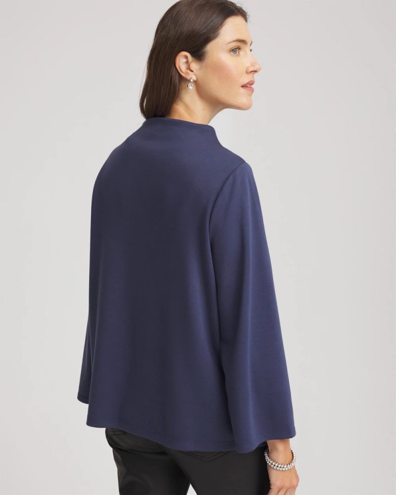 Chicos Embellished Structured Top - INDIGO SKY