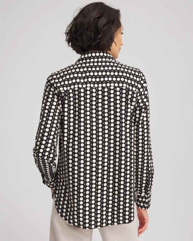Chicos No Iron Printed Sateen Shirt - BLACK