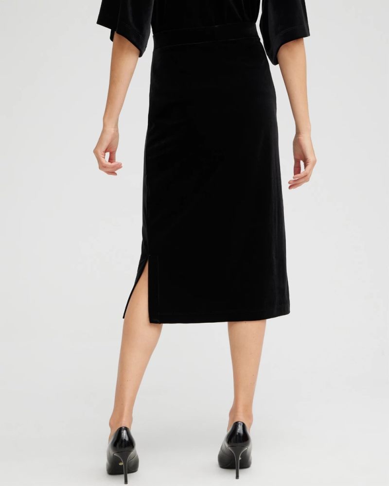 Chicos Travelers™ Velvet Midi Skirt - TRAVELERS BLACK