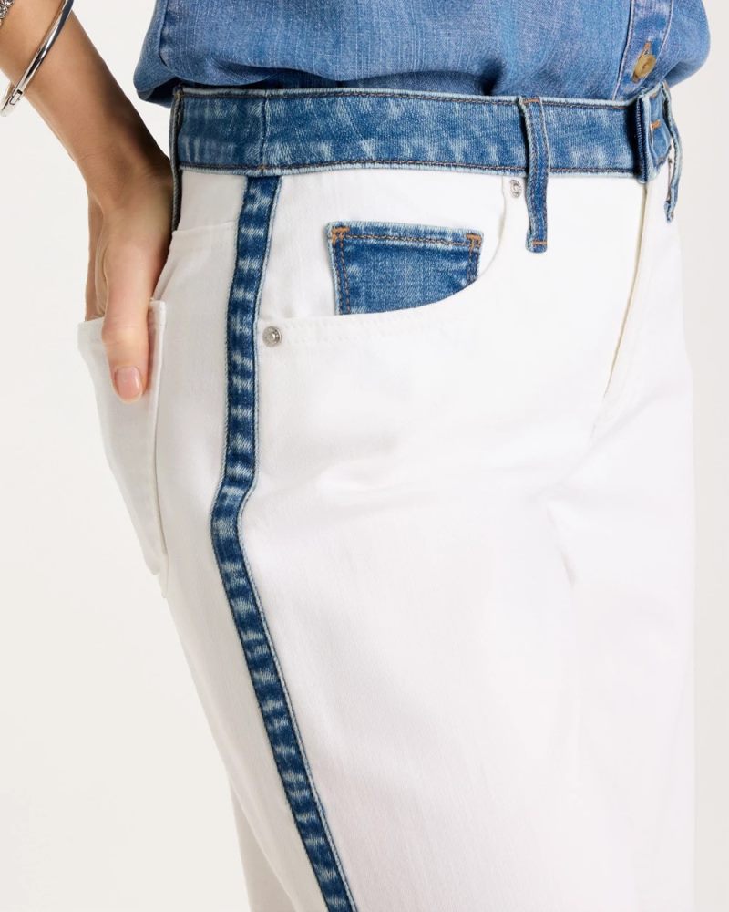 Chicos Girlfriend Straight Colorblock Jeans - ALABASTER