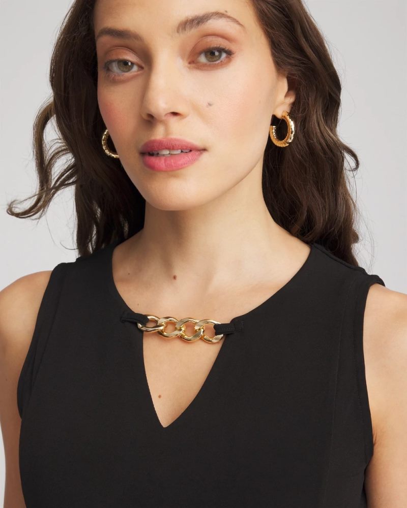 Chicos Travelers™ Jersey Knit Chain-Trim Jumpsuit - BLACK