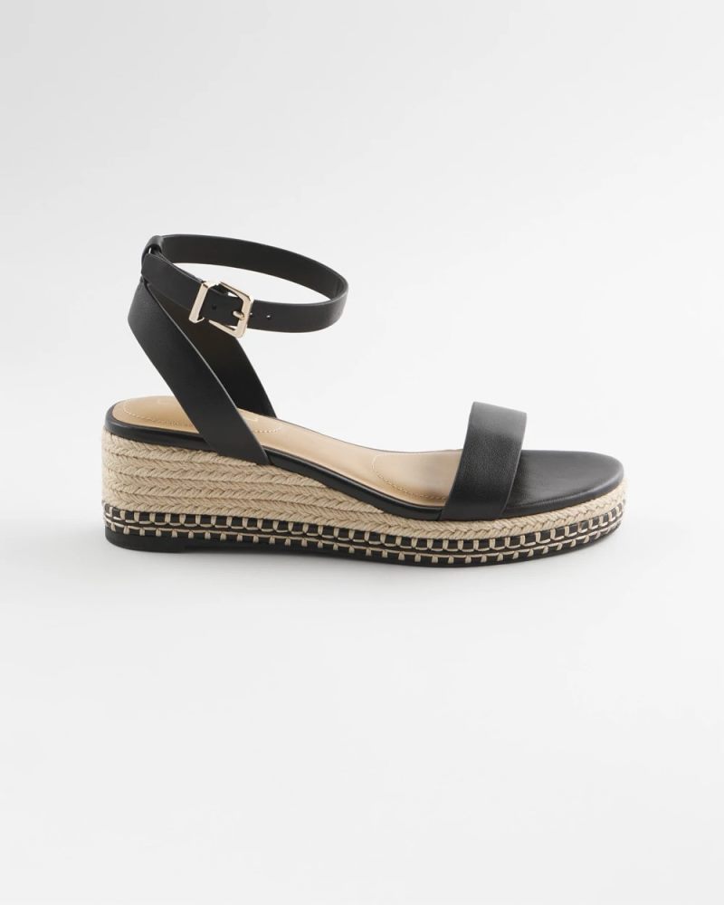 Chicos Brielle Espadrille Wedge Sandals - BLACK