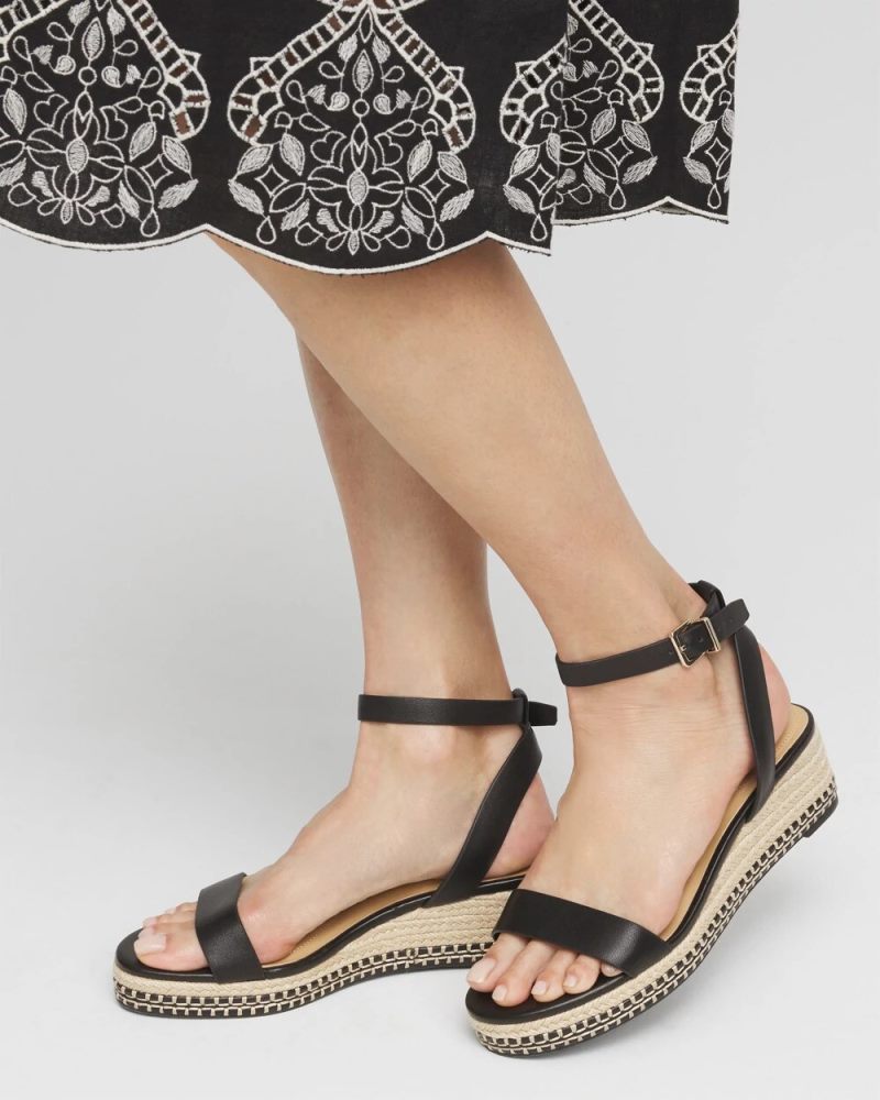 Chicos Brielle Espadrille Wedge Sandals - BLACK