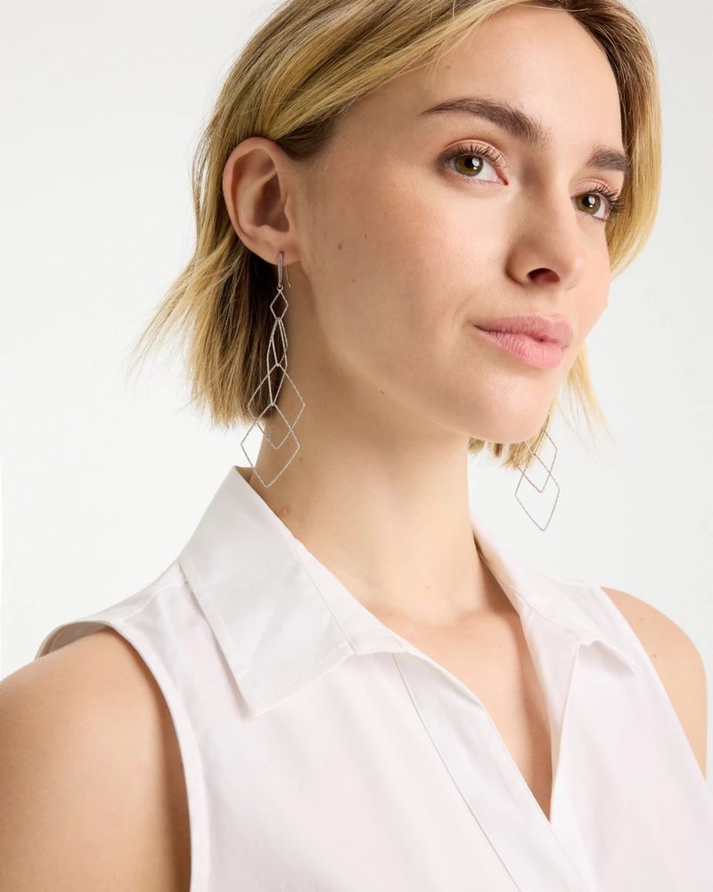 Chicos Geo Linear Drop Earrings - SILVER