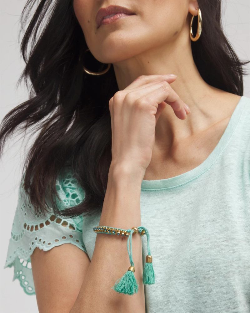 Chicos Adjustable Thread Wrapped Bracelet - TURQUOISE