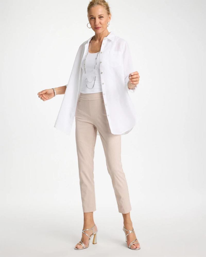 Chicos Brigitte™ Slim Twill Stripe Neutral Crop - NEUTRAL