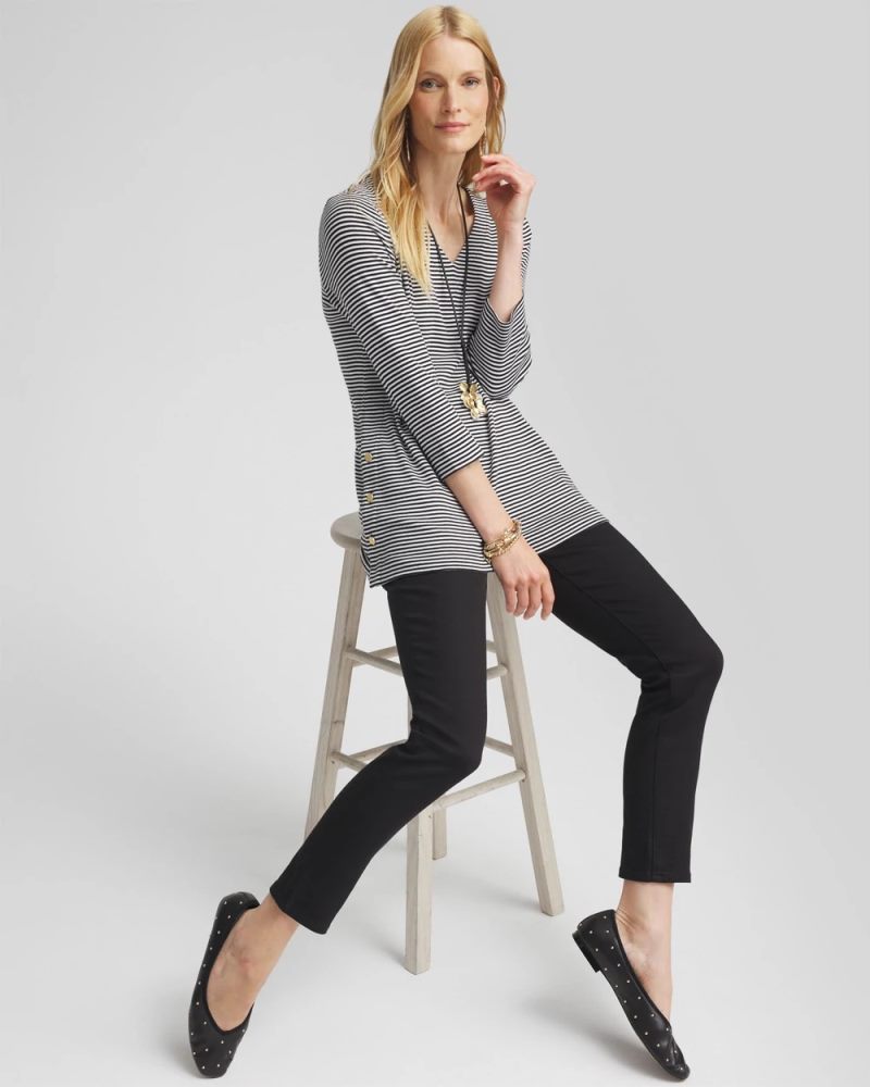 Chicos Denim Pull-On Ankle Jeggings - BLACK
