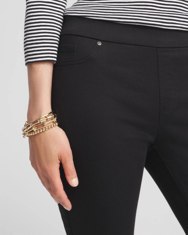Chicos Denim Pull-On Ankle Jeggings - BLACK
