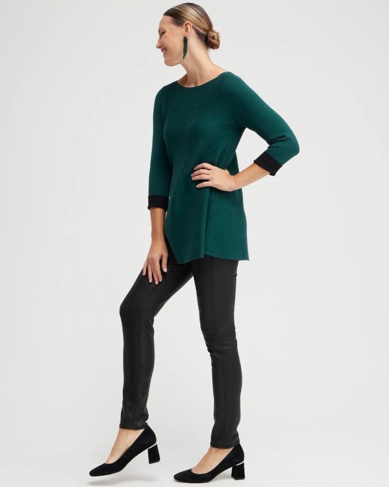 Chicos Green Double Knit Pullover Sweater - ENCHANTED FOREST