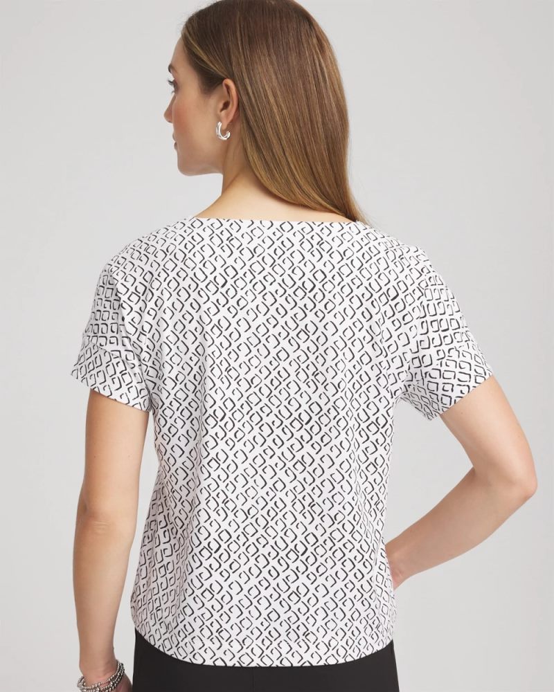 Chicos Zenergy® UPF Geo-Print Dolman Top - BLACK