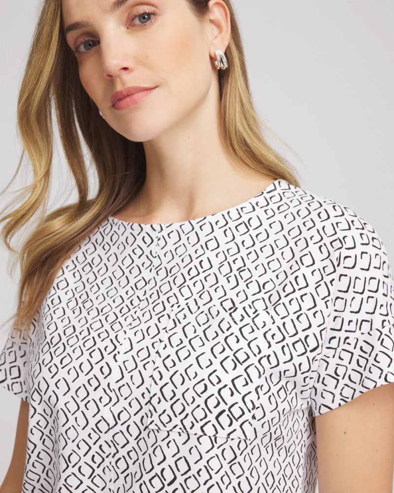 Chicos Zenergy® UPF Geo-Print Dolman Top - BLACK