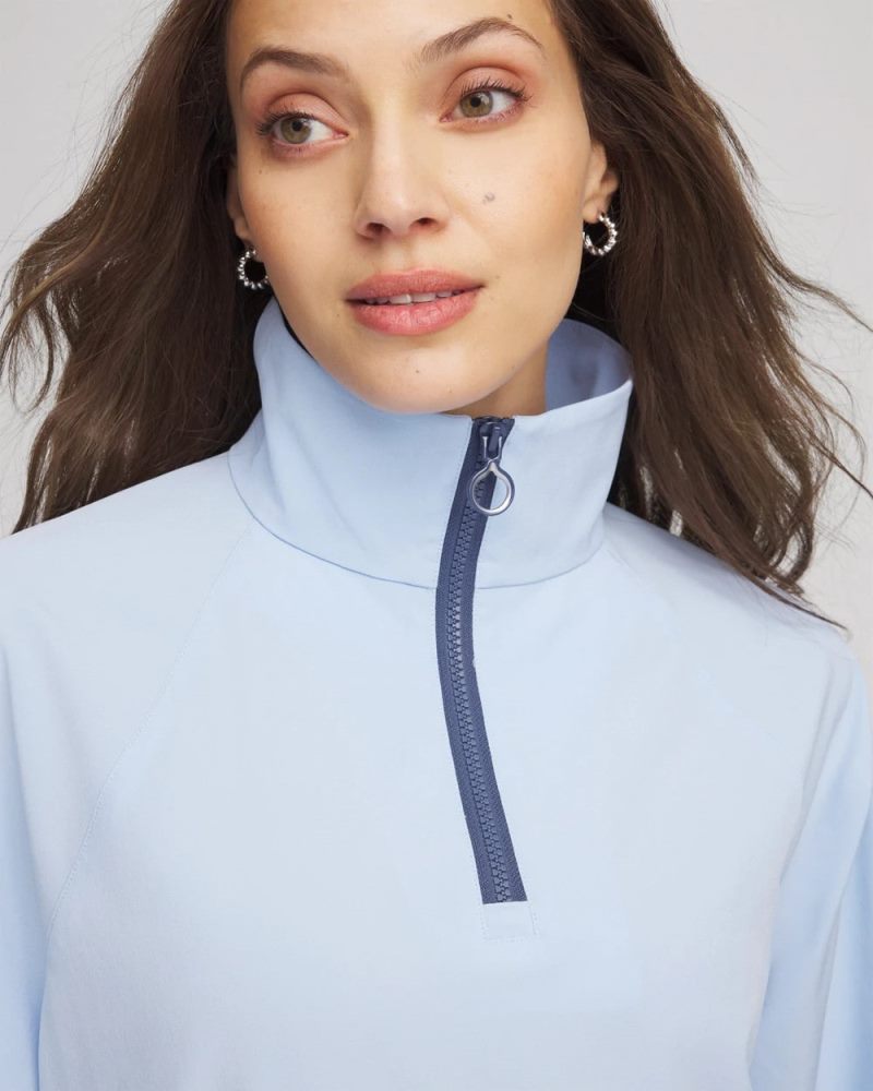 Chicos Zenergy® UPF Half-Zip Mockneck Top - DELPHINIUM BLUE