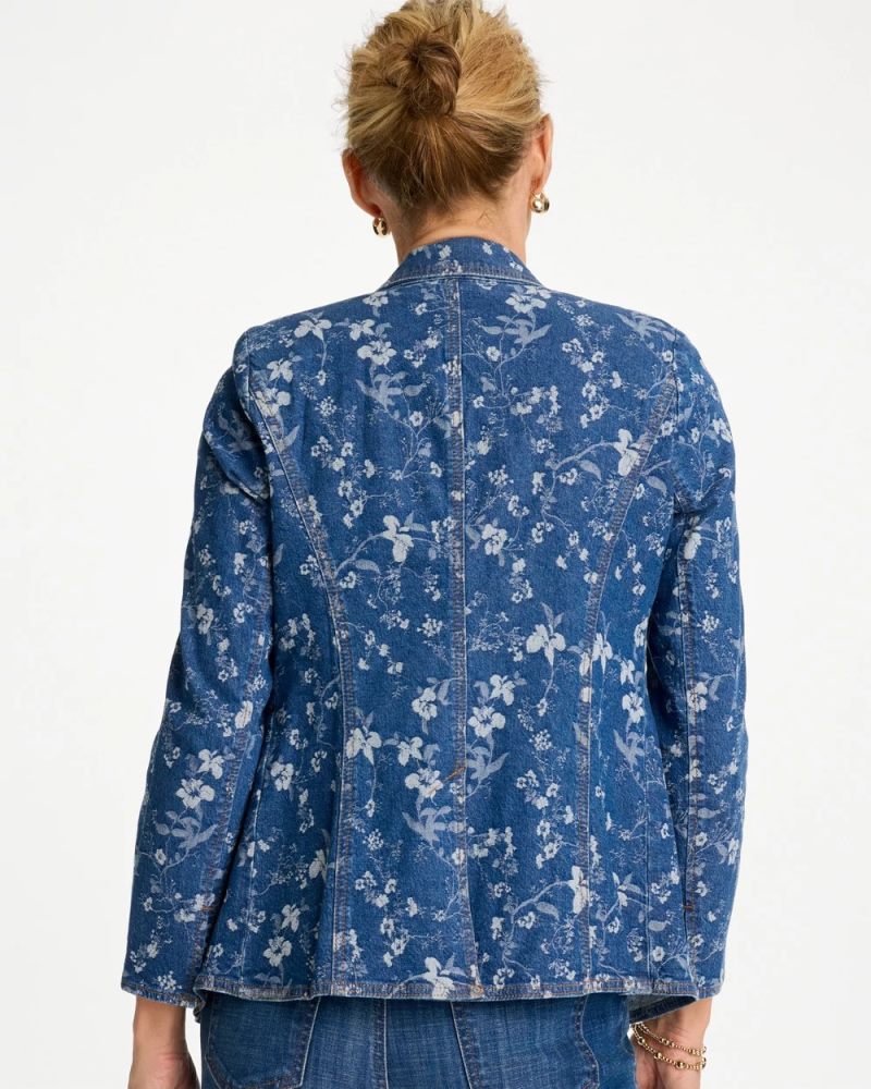 Chicos Jacquard Denim Blazer - INDIGO