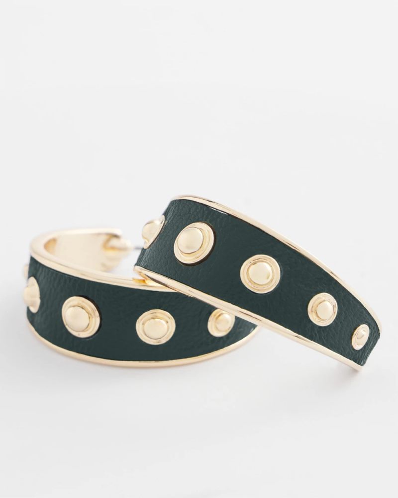 Chicos No Droop® Green & Gold Hoop Earrings - GREEN