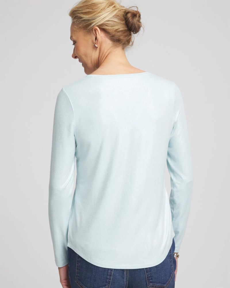 Chicos Foiled Touch of Cool™ Layering Tee - BLUE MENTHE