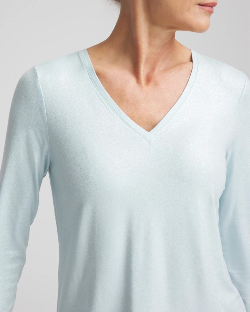 Chicos Foiled Touch of Cool™ Layering Tee - BLUE MENTHE