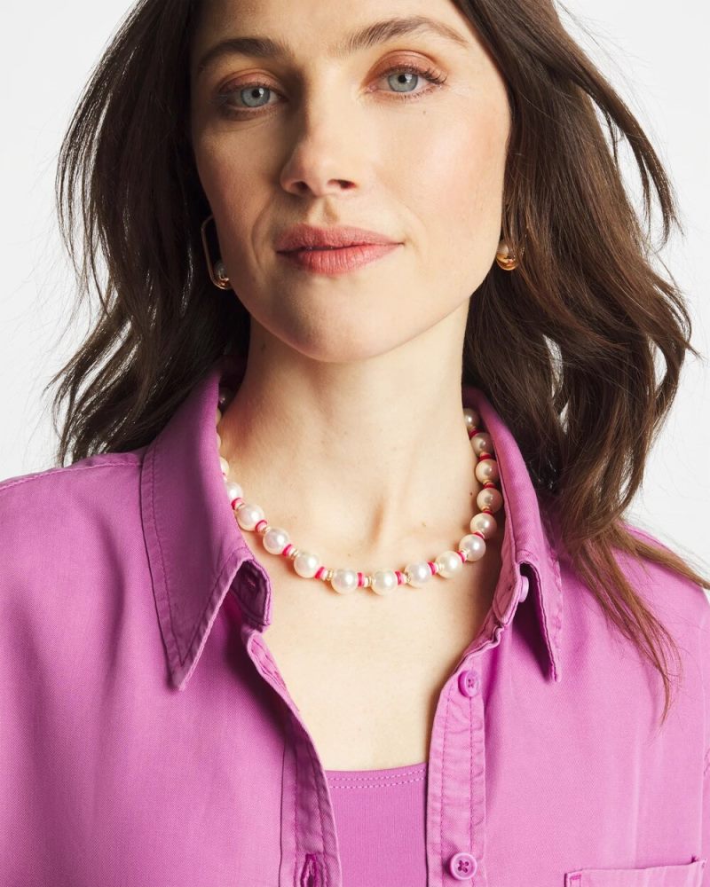 Chicos Short Pearl Pink Necklace - PINK