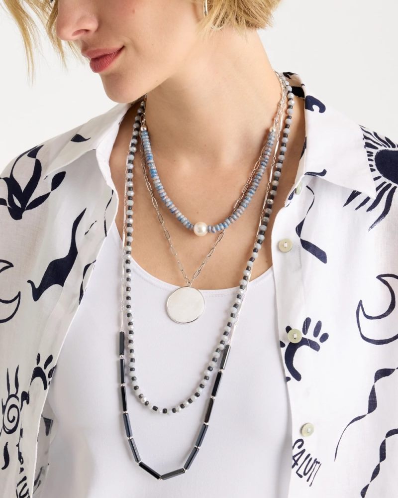 Chicos Siren Pendant Layered Necklace - BLUE