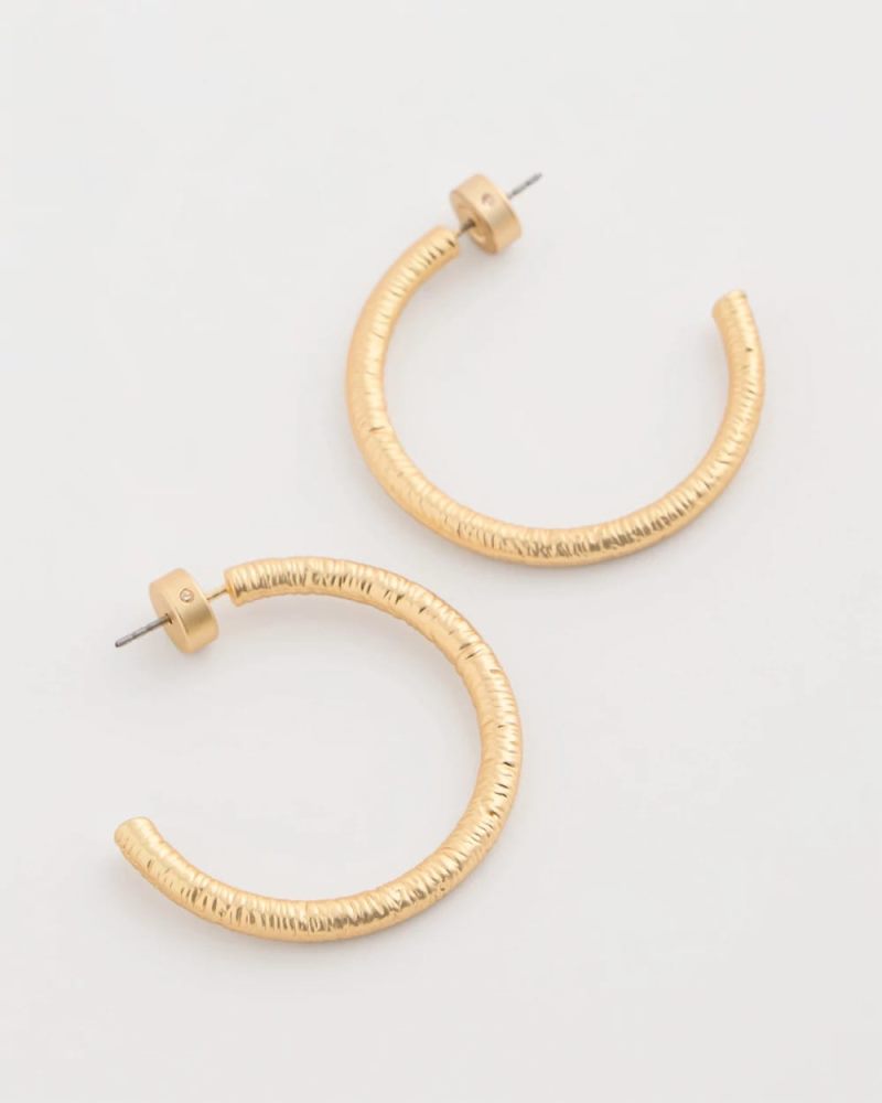 Chicos Goldtone Textured Hoop Earrings - GOLD