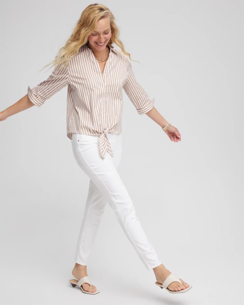 Chicos Pull-On Ankle Jeggings - ALABASTER