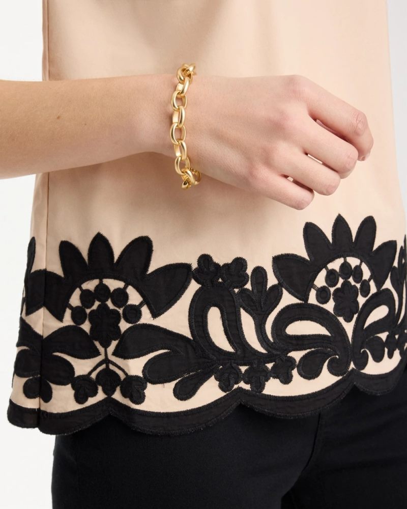 Chicos Applique Embellished Sleeveless Top - TAN BISQUE