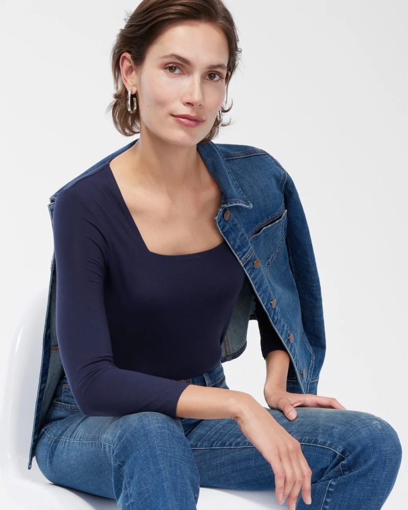 Chicos Touch of Cool™ Square Neck Tee - CLASSIC NAVY