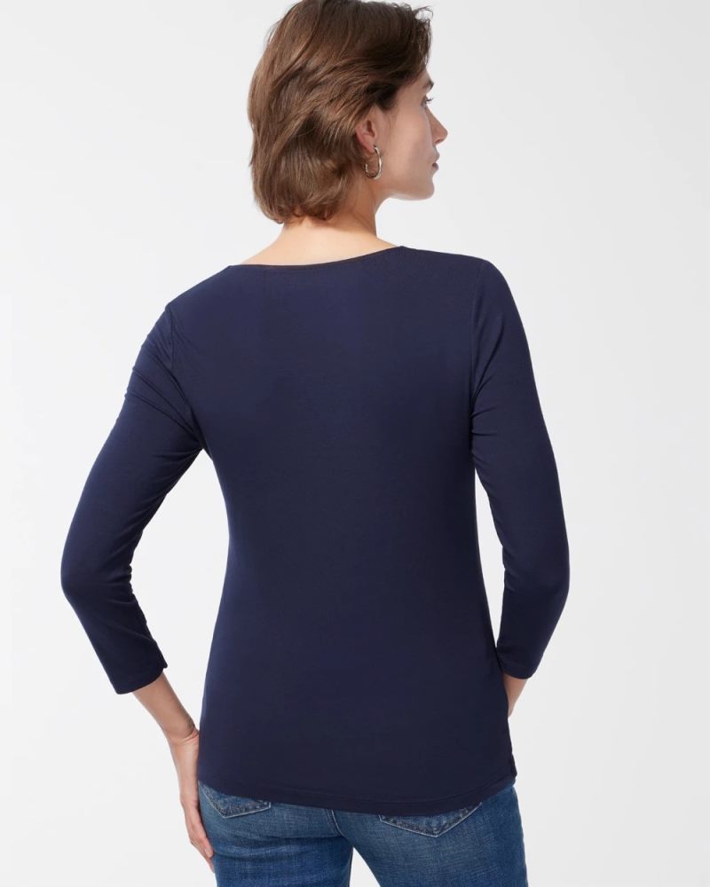 Chicos Touch of Cool™ Square Neck Tee - CLASSIC NAVY