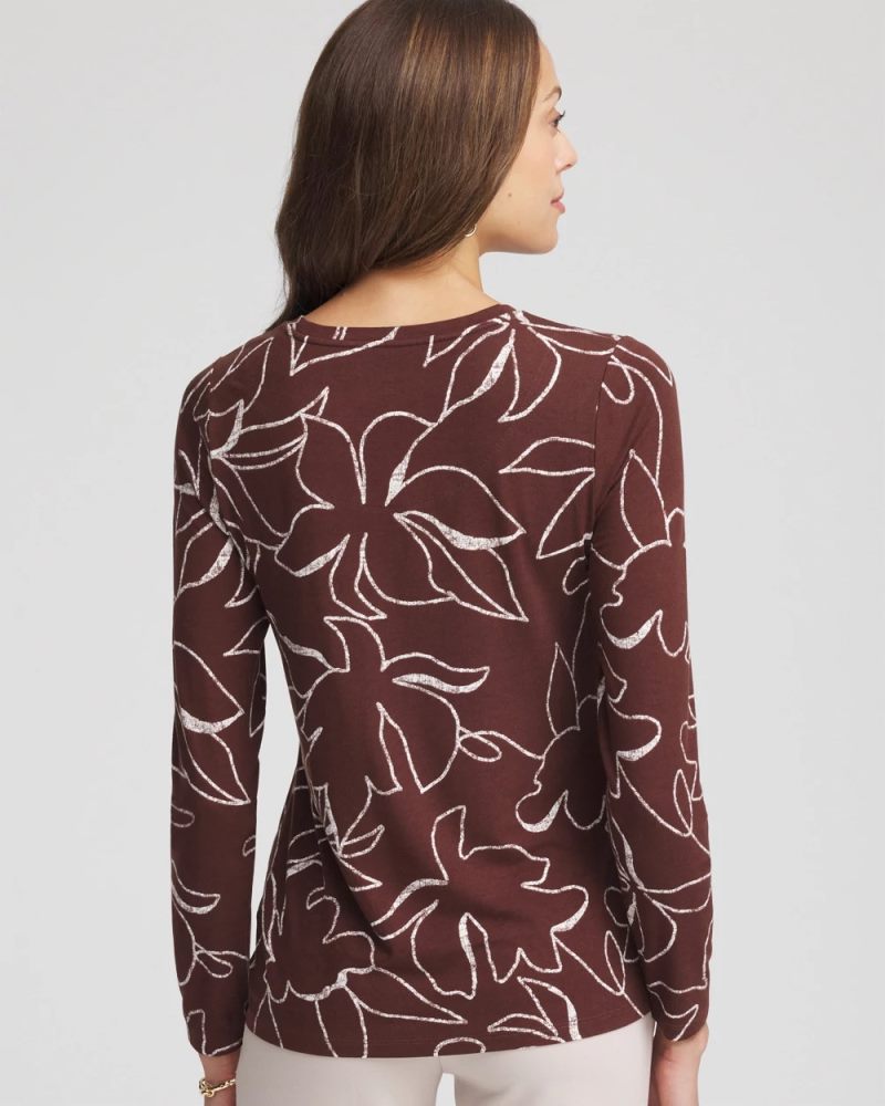Chicos Floral Touch of Cool™ Layering Tee - CACAO
