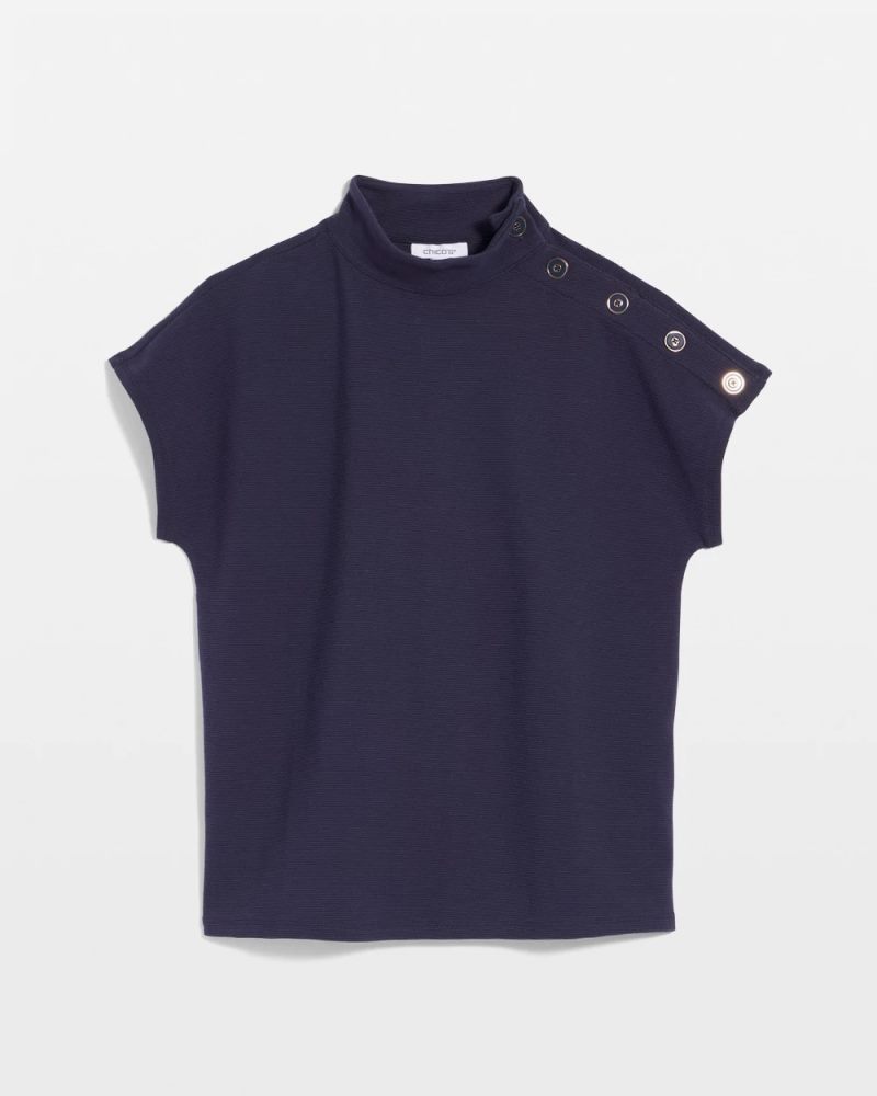 Chicos Ottoman Cap Sleeve Tee - PASSPORT BLUE