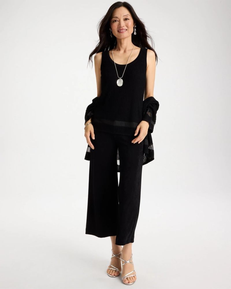 Chicos Travelers™ Sheer Stripe Tank - TRAVELERS BLACK