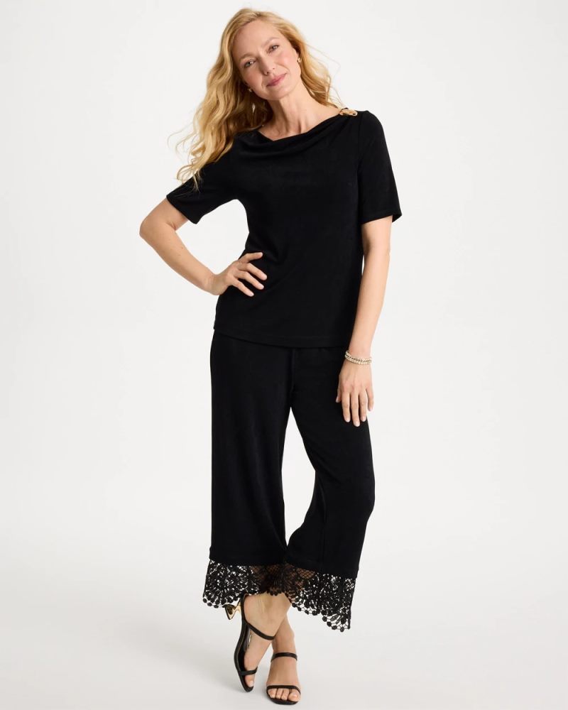 Chicos Travelers™ Jewelry Detail Top - TRAVELERS BLACK