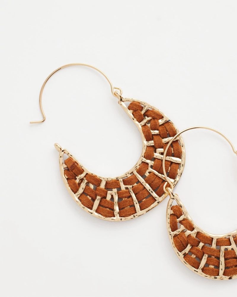 Chicos Leather Half-Moon Hoop Earrings - NEUTRAL