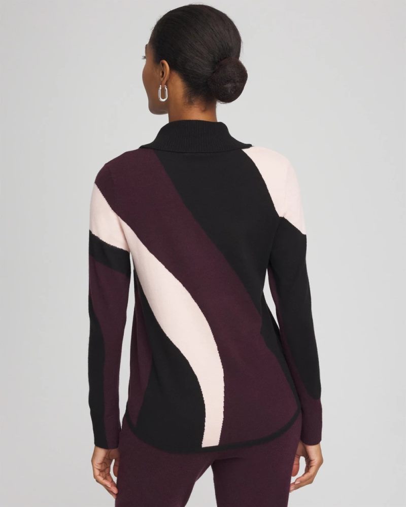 Chicos Zenergy® Luxe Intarsia Cowlneck Top - NIGHT BLOOM