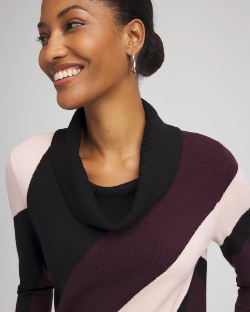 Chicos Zenergy® Luxe Intarsia Cowlneck Top - NIGHT BLOOM