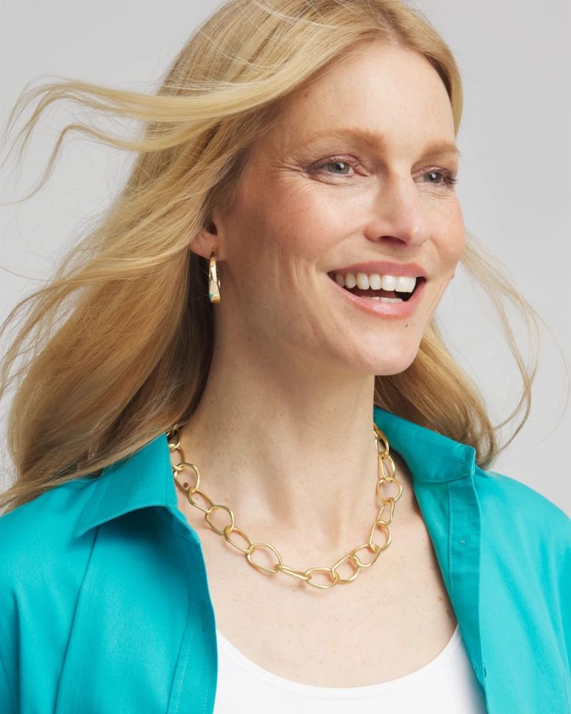 Chicos Pearlescent Goldtone Collar Necklace - PEARL