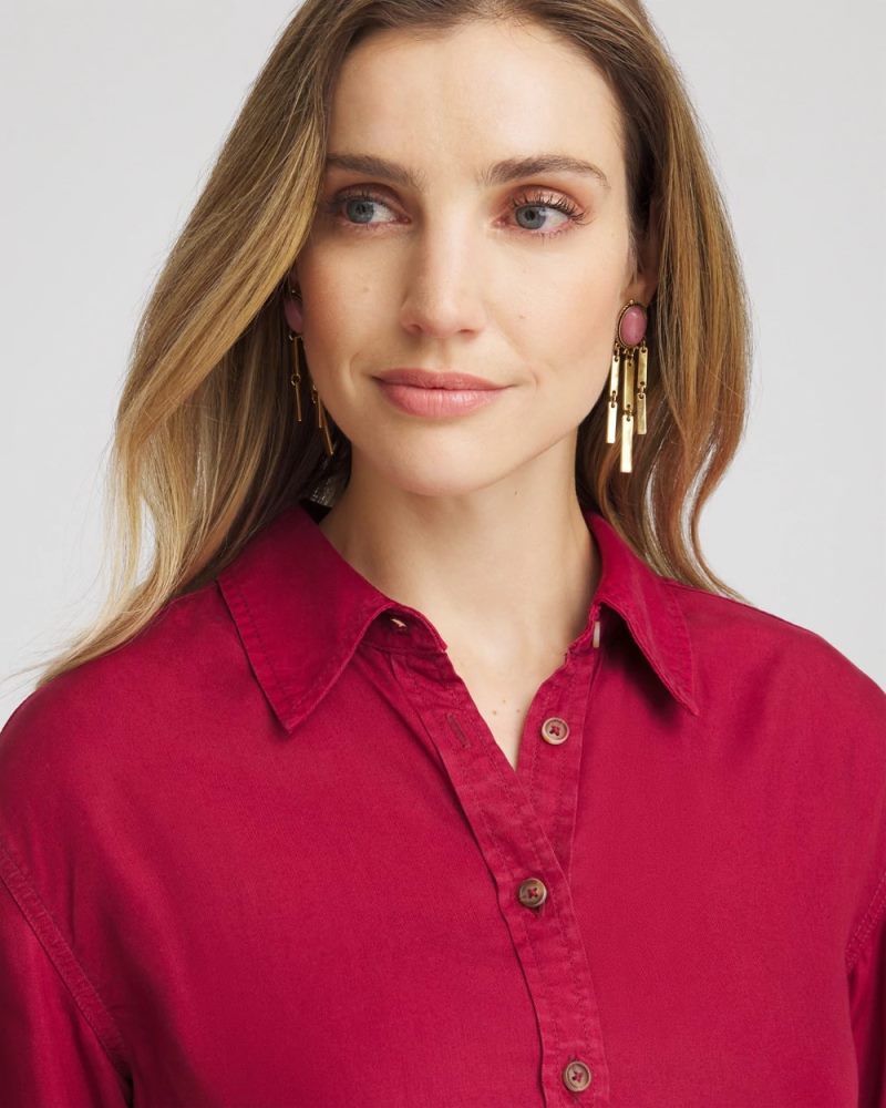 Chicos Tencel™ Classic Fit Shirt - RUSSET RED