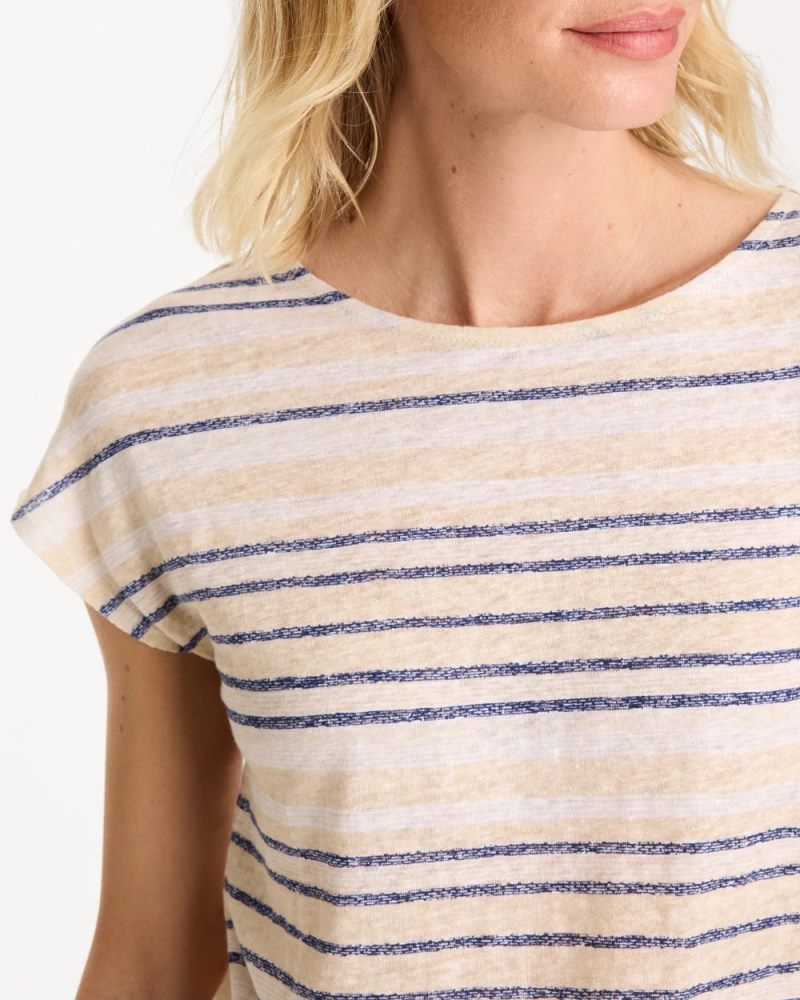 Chicos Striped Linen Dolman Tee - PASSPORT BLUE